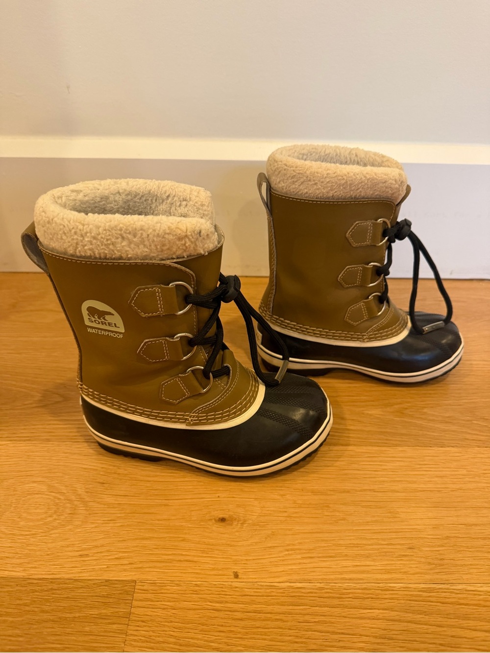 Sorel Kids Tan and Black Waterproof Winter Boots